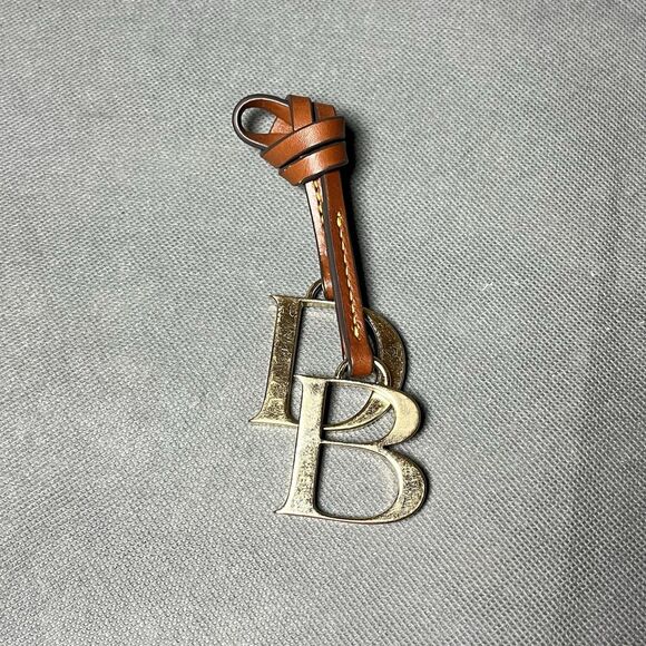 Vntg Dooney & Bourke D & B Purse Charm Gold & Brown Leather Hangtag Bag Charm - Picture 1 of 7